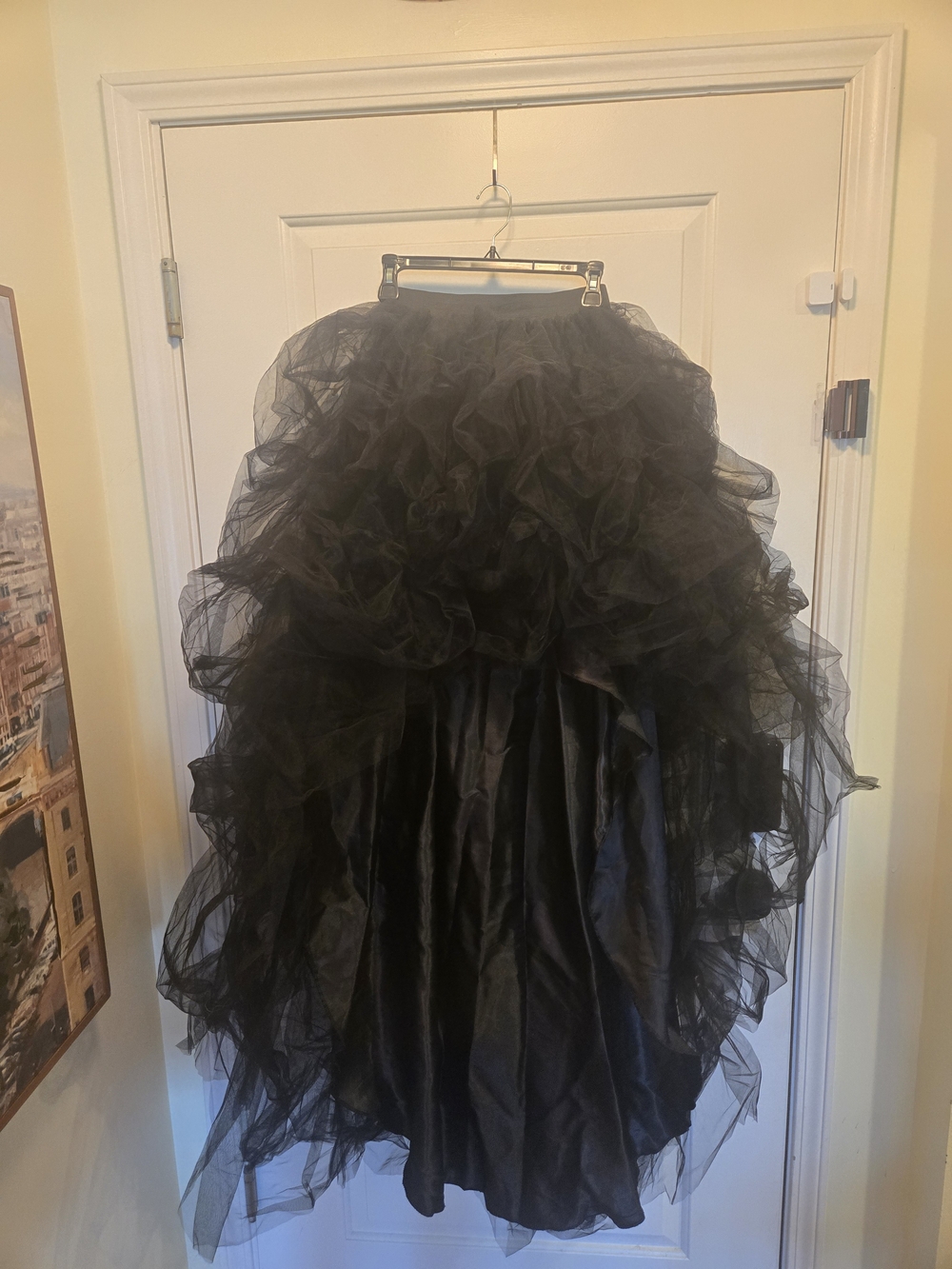 Black Ruffled High-Low Tulle Skirt